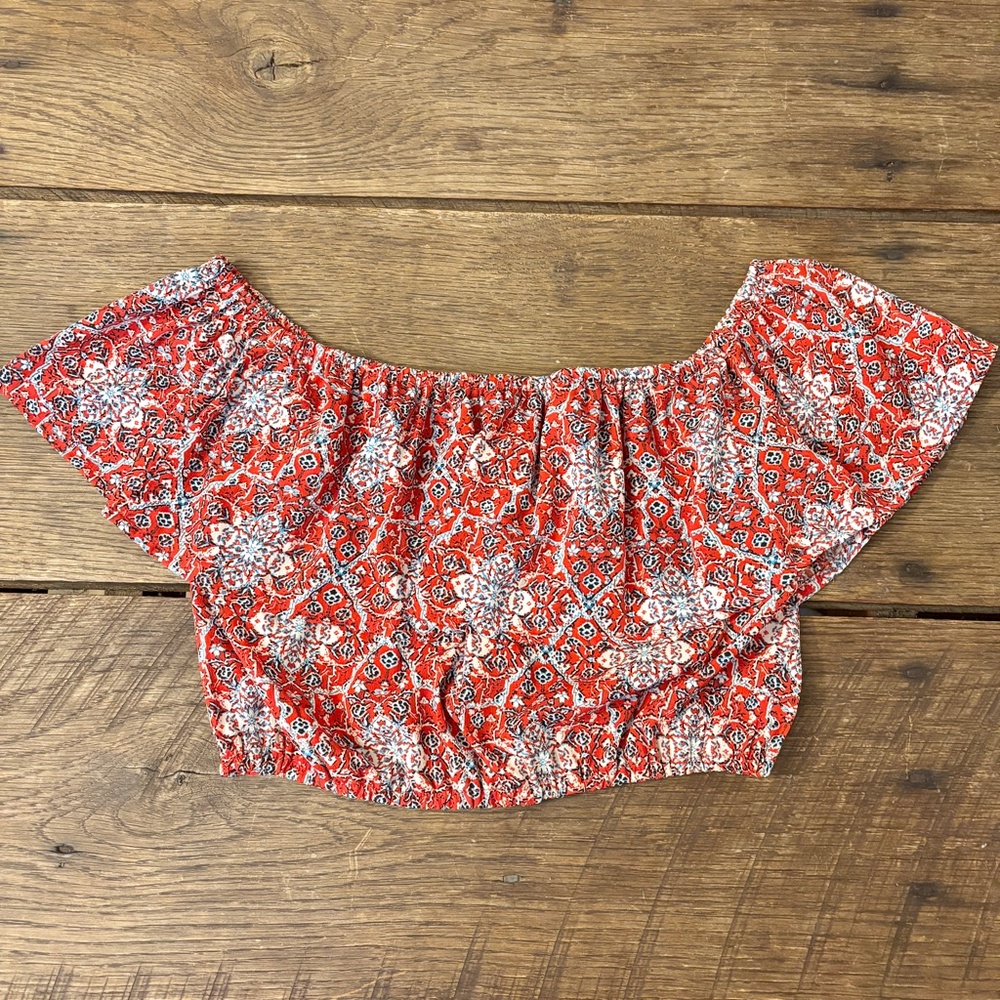 Hollister Off the Shoulder Boho Layered Crop Top